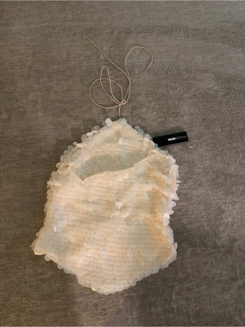 Cream Sequin Halter Top
